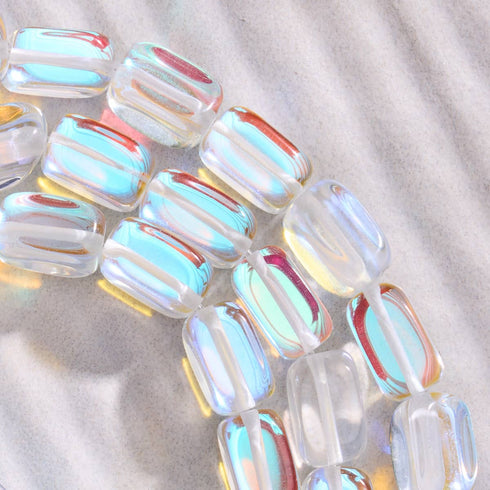 Supernova arc-en-ciel | Argent sterling .925 | Bracelet galets de verre galaxie